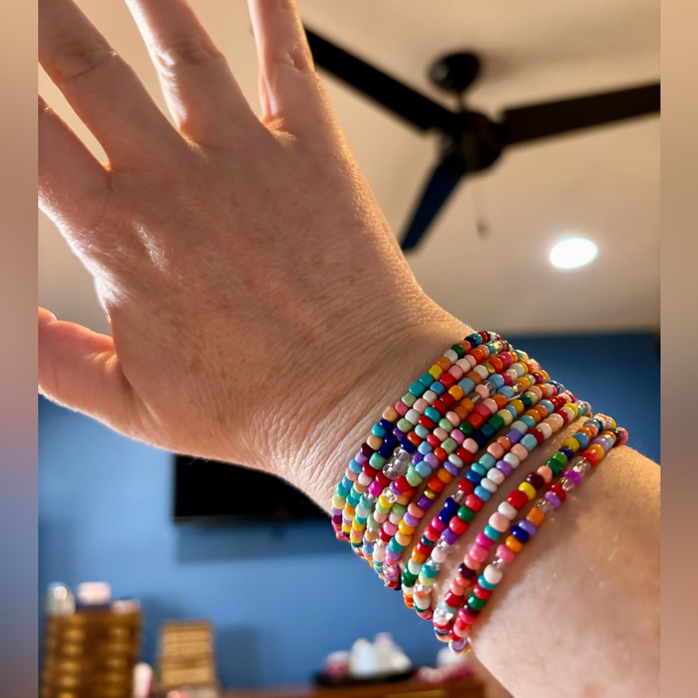 seed bead stretch bracelet stack